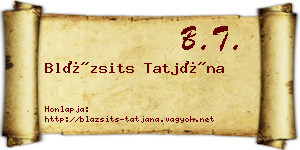 Blázsits Tatjána névjegykártya
